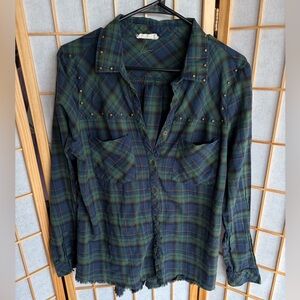 Hummingbird Blue and Green Plaid Shirt